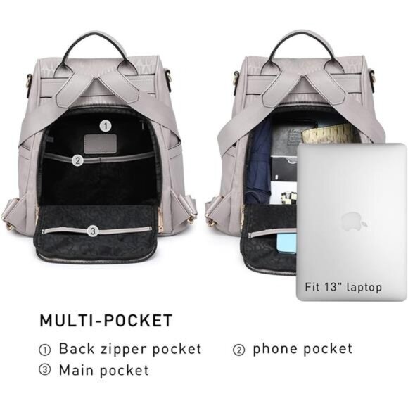 Women Fashion Backpack Purse Multi Pockets Signature Anti-Theft Rucksack Travel main image 5